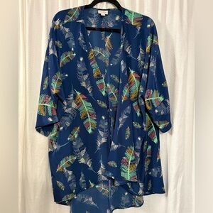 Multicolor Feather Print Lularoe Lindsay Kimono